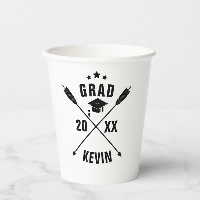 Grad Hat Customizable Template Paper Cup (Front)
