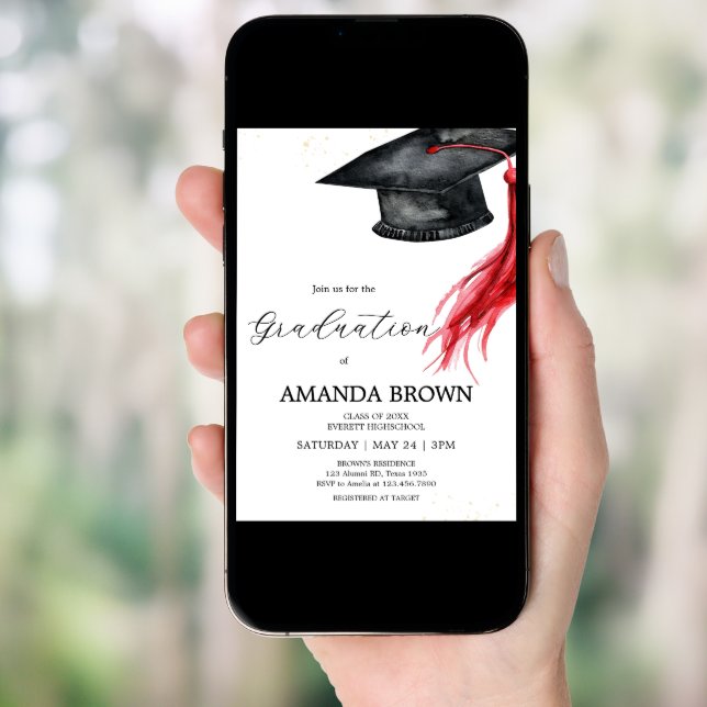 Grad Hat Graduation Party Invitation (Front Digital)