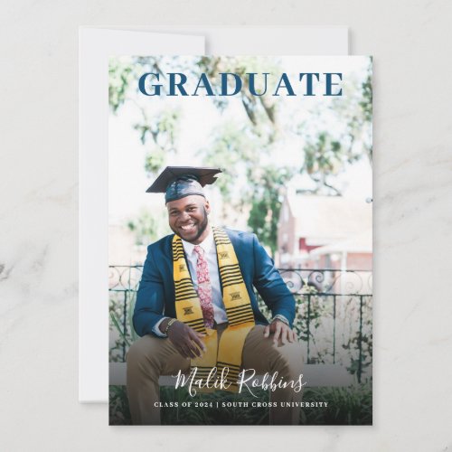 Grad In Cap And Gown Photo Graduation Announcement