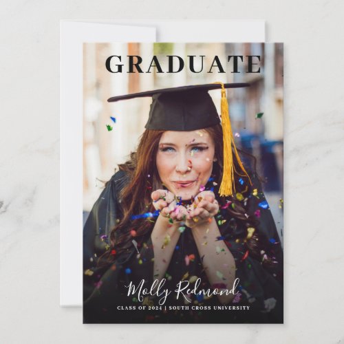 Grad In Cap And Gown Photo Graduation Announcement