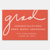 Grad in handwritten script graduate yard sign | Zazzle