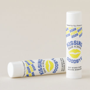 Grad Kissing High School Goodbye Blue & Yellow Lip Balm