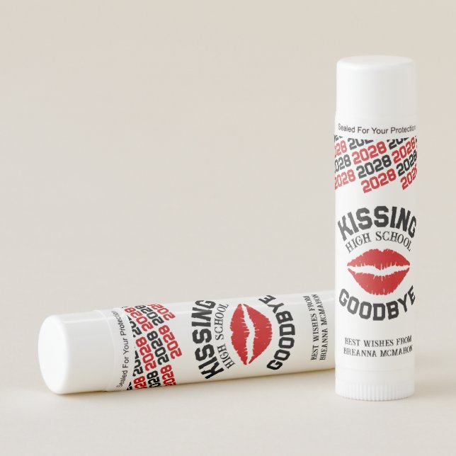 Grad Kissing High School Goodbye Red & Black Lip Balm (Front)