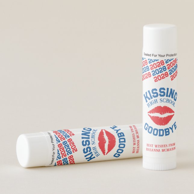Grad Kissing High School Goodbye Red & Blue Lip Balm (Front)