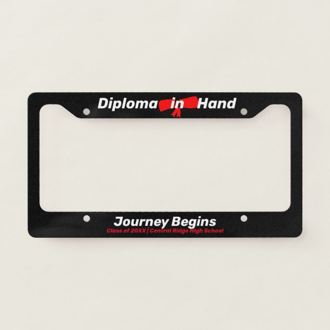 Grad License Plate Frame - Black Diploma Vanity (Front)