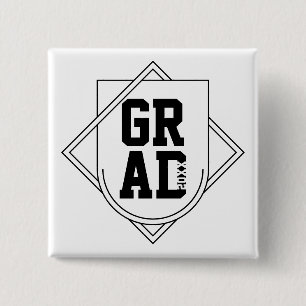 Grad Logo Badge Black White Custom Year Graduate Button