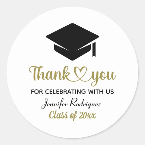 Grad Love And Thanks Graduation Cap Thank You Classic Round Sticker