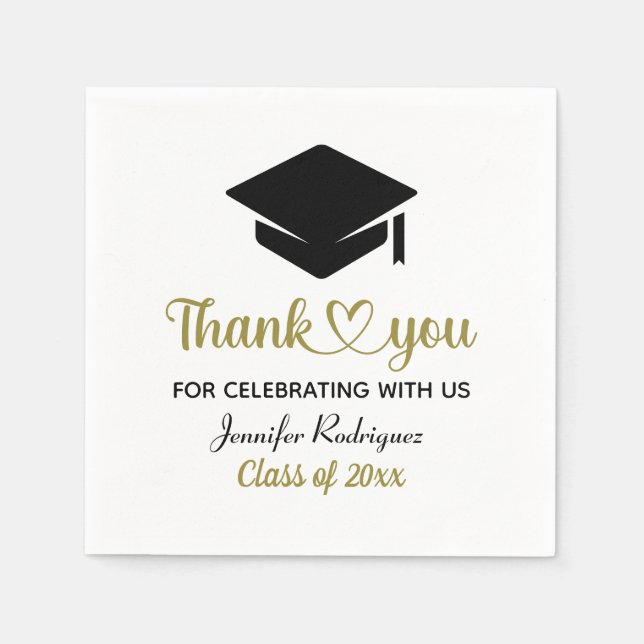 Grad Love And Thanks Graduation Cap Thank You Napkins (Front)