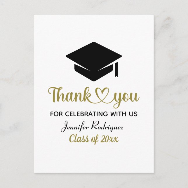 Grad Love And Thanks Graduation Cap Thank You Postcard (Front)