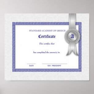 Grad Medallion Diploma Certificate Greek Keys Poster