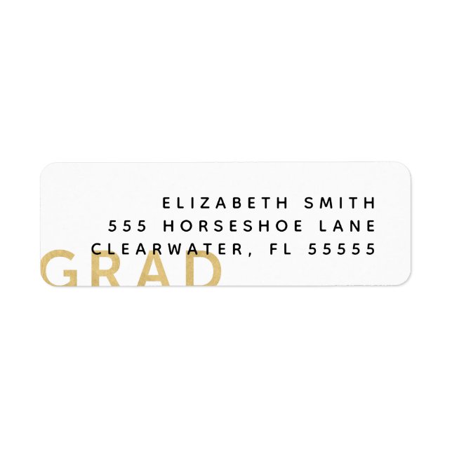 Grad Minimalist Modern Gold Graduation Address Label (Front)