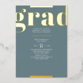 Grad Modern Bold Graduation Party Green & Gold Foil Invitation (Front)