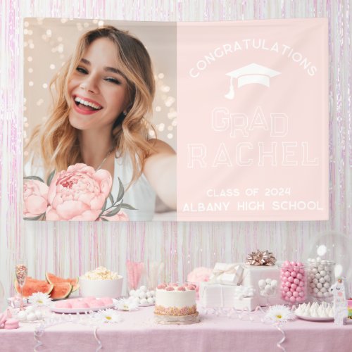 Grad Modern Floral Graduate Graduation Party Banner