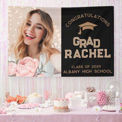 Grad Modern Floral Graduate Graduation Party Banner