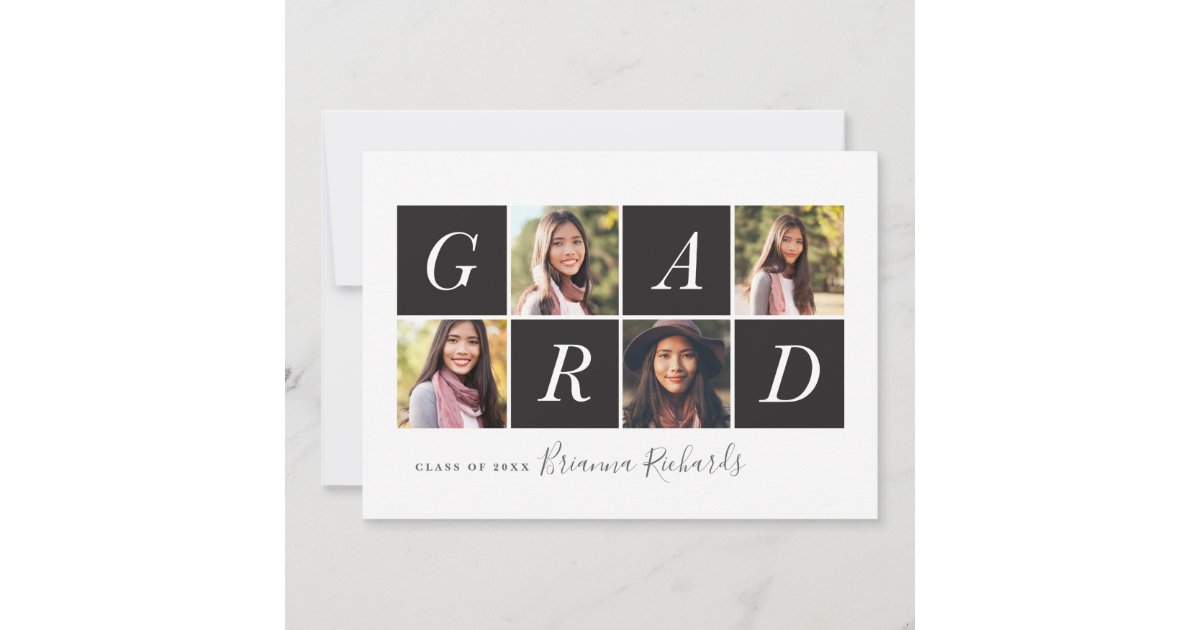GRAD Multi-Photo Collage Grid | Graduation Party Invitation | Zazzle