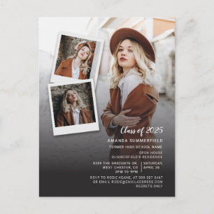 Grad Multi Photo Script Graduation 2025 Party Invitation Postcard