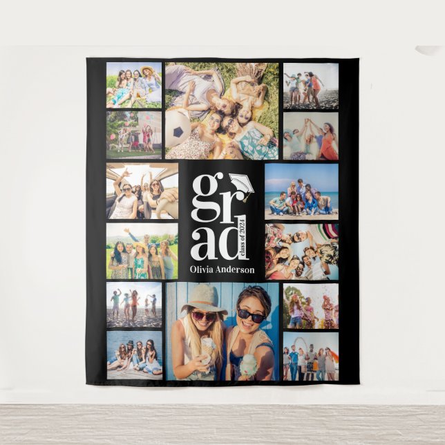Grad Multiple Photo Collage Memories Backdrop (Front)