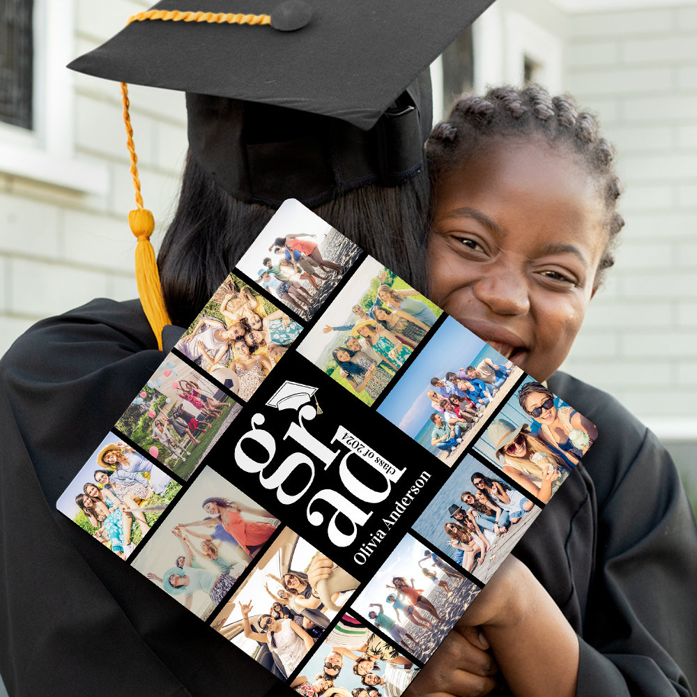 Grad Picture Collage Grad Multiple Photo Collage Memories Graduation Cap Topper - Snuggle ...