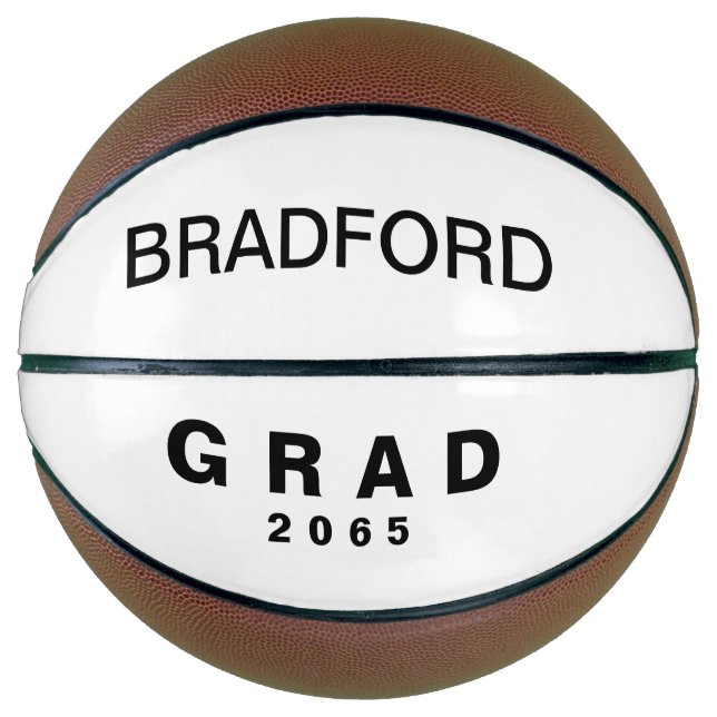 Grad Name Date Graduation Gift Basketball (Front)