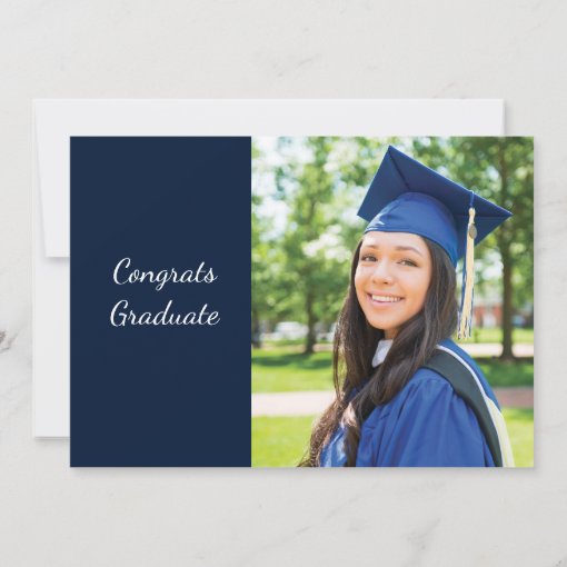 Grad Navy Blue White Photo 2024 Graduation Party Invitation | Zazzle