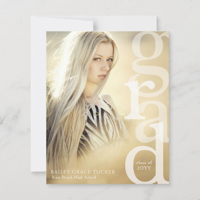 GRAD Overlay Budget Gold Graduation Announcement (Front)
