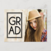 GRAD Overlay Photo Graduation Save the Date Postcard (Front)