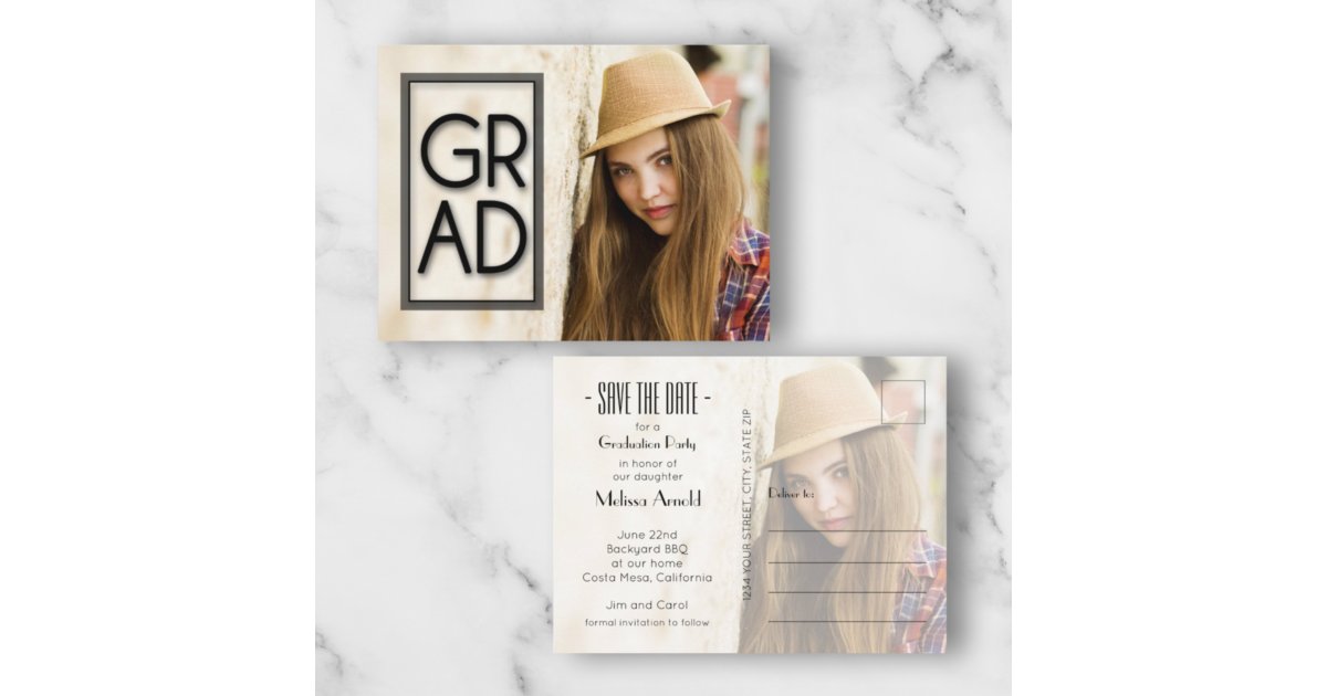 Grad Overlay GRAD Overlay Photo Graduation Save the Date Postcard | Zazzle