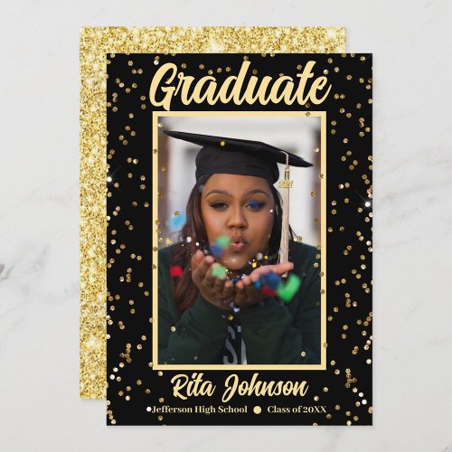 Grad Party 2023 Gold Senior High School Graduate Invitation