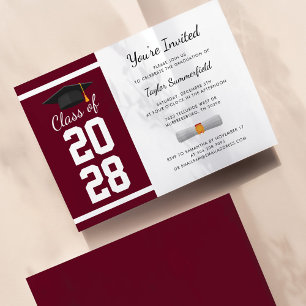 Grad Party 2026 Burgundy Senior Graduation Invitation