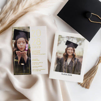 Grad Party Custom Photo Foil Holiday Card