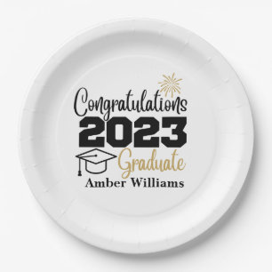 Grad Party Decor Class of 2023 Personalize Paper Plates