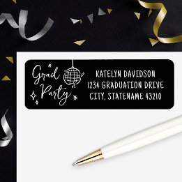 Grad Party Disco Ball Return Address Label