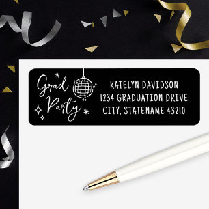 Grad Party Disco Ball Return Address Label