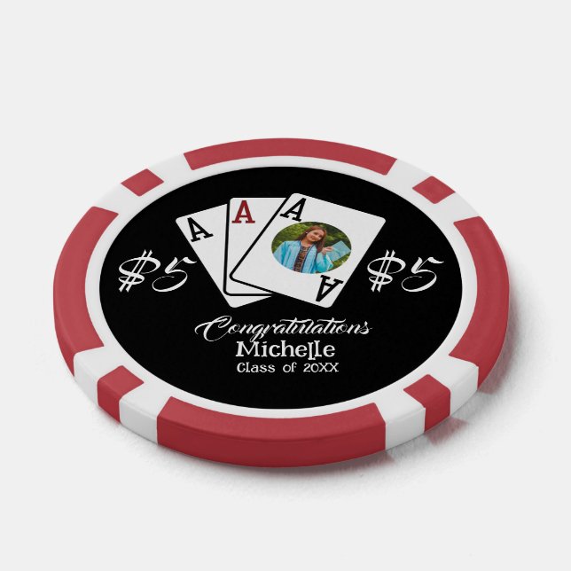 Grad Party Favor Vegas Chips, Personalized Photo Poker Chips (Single)