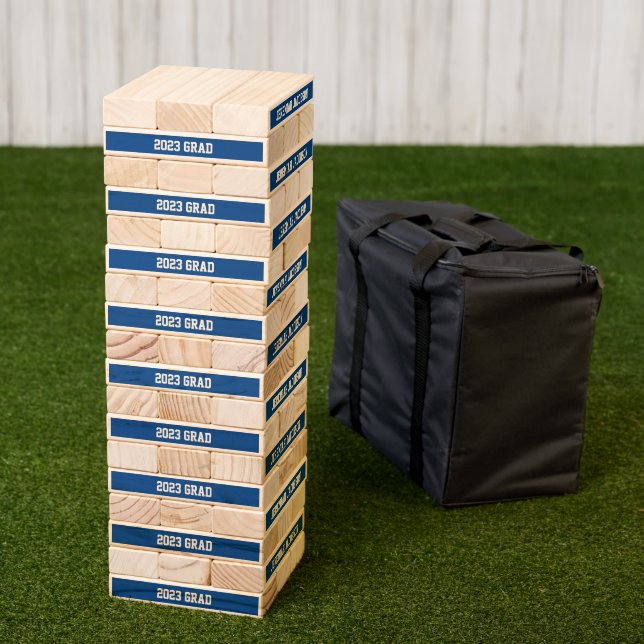 Grad Party Game Simple Personalized Topple Tower (Lawn)