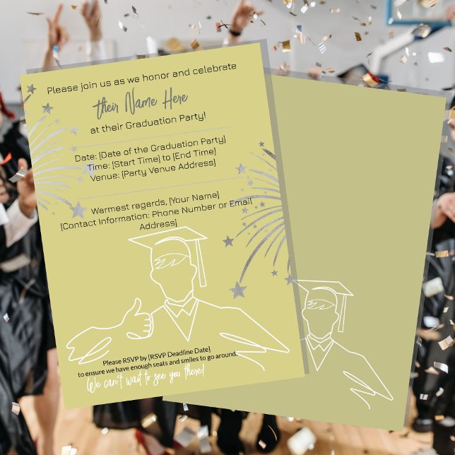 Grad party graduation celebration college degree invitation (Party Front and back)