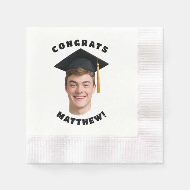Grad Party Graduation Photo Simple Napkins (Front)