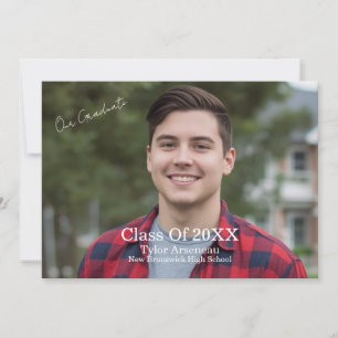  Grad Party Photo Calligraphy Personalize Thank You Card