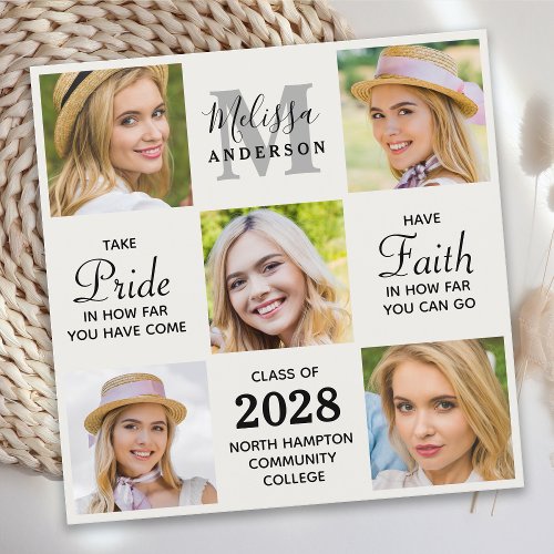 Grad Personalized 5 Photo Collage Graduation Invitation