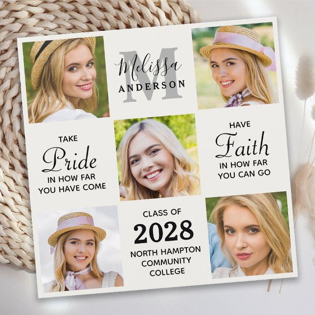 Grad Personalized 5 Photo Collage Graduation Invitation (Creator Uploaded)