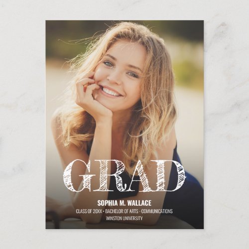 Grad Personalized Graduation Photo  Announcement Postcard