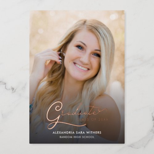 Grad Photo 2024 Rose Gold Graduation Announcement