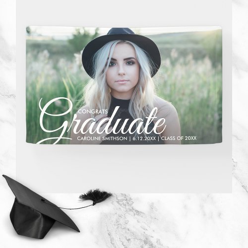 Grad Photo Beautiful Script Font Graduation Party Banner