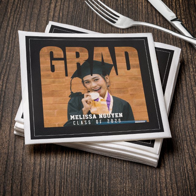 Grad Photo Black Graduation Napkins (Grad Photo Black Graduation Napkins
)