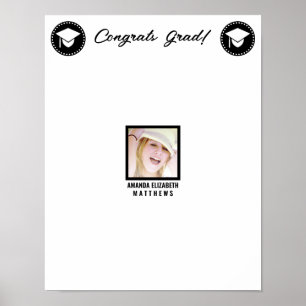 Grad Photo Black Script Small Guest Signature Poster