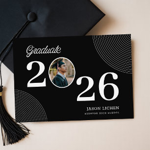 Grad Photo Black & White Graduation Announcement Postcard