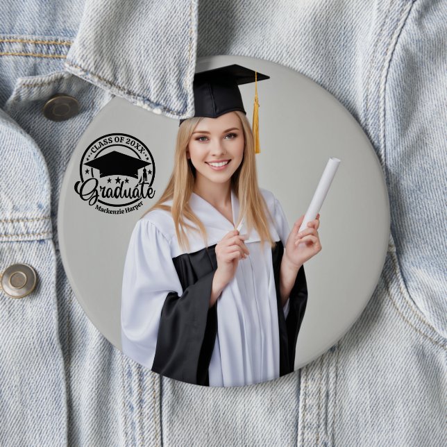 Grad Photo Button - Custom Personalized Pin (In Situ)