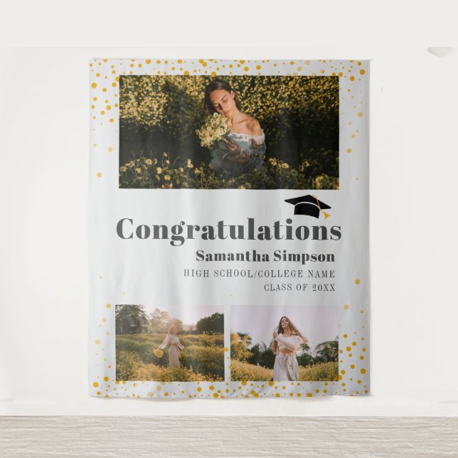 Grad Photo Collage Photo Booth Graduation Backdrop (Front)