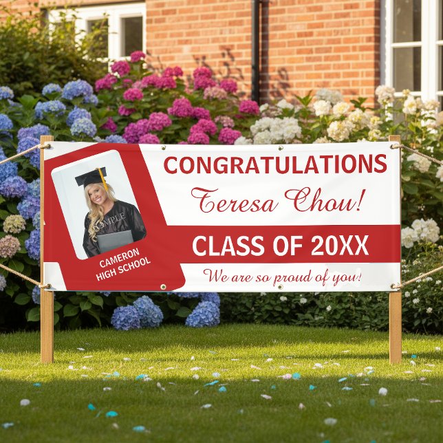 Grad Photo Congratulations Red ID1291 Banner (Creator Uploaded)