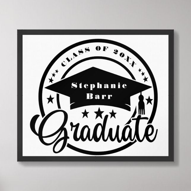 Grad Photo Framed Art - Custom Name Personalized (Framed Front)